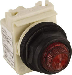 Schneider Electric - 120 VAC Red Lens LED Pilot Light - Round Lens, Screw Clamp Connector, 54mm OAL x 42mm Wide, Vibration Resistant - Industrial Tool & Supply