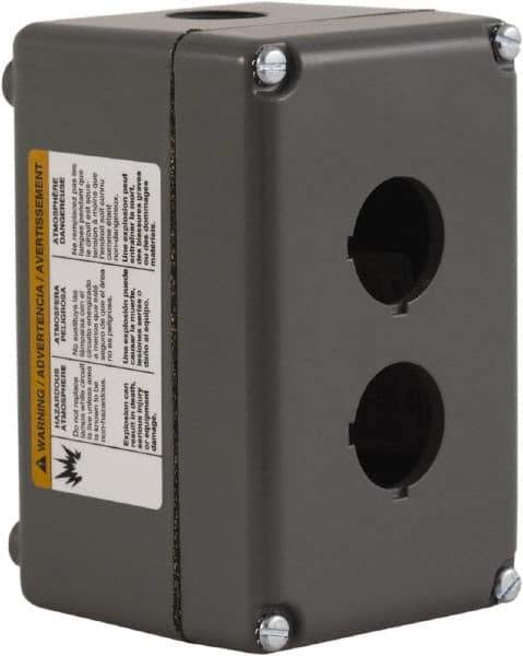 Schneider Electric - 2 Hole, 30mm Hole Diameter, Aluminum Pushbutton Switch Enclosure - 1, 3, 4, 6, 12, 13 NEMA Rated - Industrial Tool & Supply
