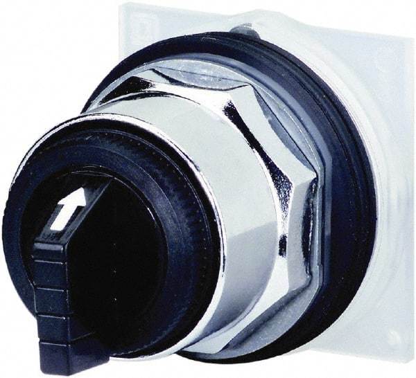 Schneider Electric - 30mm Mount Hole, 3 Position, Knob and Pushbutton Operated, Selector Switch Only - Black, Maintained (MA), without Contact Blocks, Weatherproof and Dust and Oil Resistant - Industrial Tool & Supply