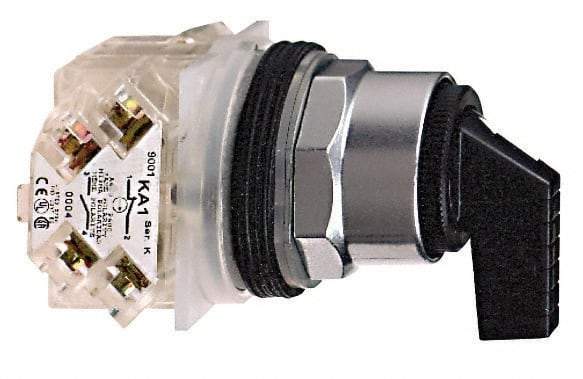 Schneider Electric - 30mm Mount Hole, 3 Position, Handle Operated, Selector Switch Only - Momentary (MO), without Contact Blocks, Shock and Vibration Resistant - Industrial Tool & Supply