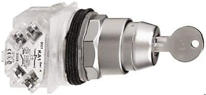 Schneider Electric - 30mm Mount Hole, 3 Position, Key Operated, Selector Switch Only - Maintained (MA), without Contact Blocks, Shock and Vibration Resistant - Industrial Tool & Supply