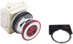 Schneider Electric - 30mm Mount Hole, Extended Straight, Pushbutton Switch Only - Red Pushbutton, Maintained (MA) - Industrial Tool & Supply