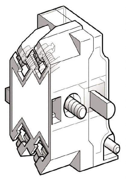 Schneider Electric - NO/NC, Multiple Amp Levels, Electrical Switch Contact Block - 125 VDC at 0.55 Amp and 240 VAC at 3 Amp, Screw Terminal, For Use with Harmony 9001K - Industrial Tool & Supply