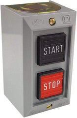 Schneider Electric - 2 Operator, Projecting Pushbutton Control Station - Start, Stop (Legend), Momentary Switch, NO/NC Contact, NEMA 1 - Industrial Tool & Supply