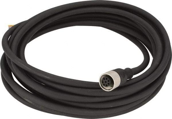 Telemecanique Sensors - 2 Amp, M12 8 Pin Female Straight Cordset Sensor and Receptacle - 250 VAC, 300 VDC, 5m Cable Length, IP67 Ingress Rating - Industrial Tool & Supply