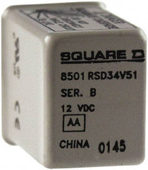 Square D - Electromechanical Plug-in General Purpose Relay - 5 Amp at 240 VAC, 4PDT, 12 VDC - Industrial Tool & Supply