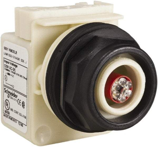 Schneider Electric - 120 V LED Indicating Light - Round Lens, Screw Clamp Connector, Corrosion Resistant, Dust Resistant, Oil Resistant - Industrial Tool & Supply