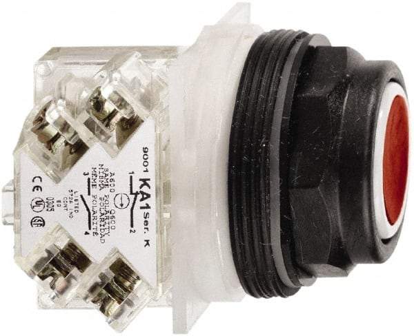 Schneider Electric - 30mm Mount Hole, Flush, Pushbutton Switch with Contact Block - Octagon, Multicolor Pushbutton, Momentary (MO) - Industrial Tool & Supply