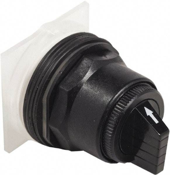 Schneider Electric - 30mm Mount Hole, 3 Position, Knob and Pushbutton Operated, Selector Switch Only - Black, Maintained (MA), without Contact Blocks, Anticorrosive, Weatherproof, Dust and Oil Resistant - Industrial Tool & Supply