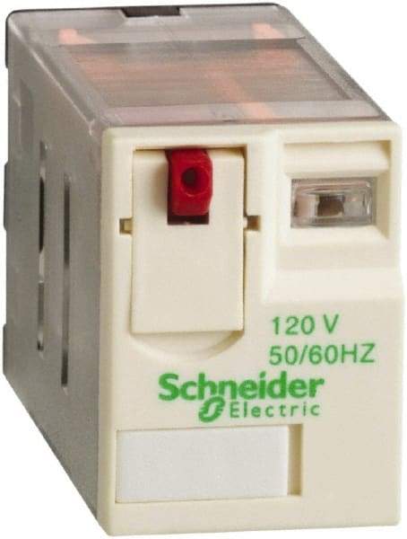 Schneider Electric - 3,750 VA Power Rating, Electromechanical Plug-in General Purpose Relay - 15 Amp at 250 VAC & 28 VDC, 2CO, 120 VAC - Industrial Tool & Supply