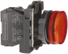 Schneider Electric - 230-240 VAC at 50/60 Hz Red Lens LED Pilot Light - Round Lens, Screw Clamp Connector, 30mm Wide, Vibration Resistant, Water Resistant - Industrial Tool & Supply
