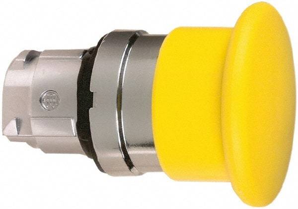 Schneider Electric - 22mm Mount Hole, Extended Mushroom Head, Pushbutton Switch Only - Round, Yellow Pushbutton, Nonilluminated, Momentary (MO) - Industrial Tool & Supply