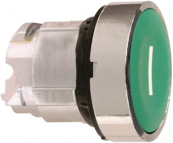 Schneider Electric - 22mm Mount Hole, Flush, Pushbutton Switch Only - Round, Green Pushbutton, Nonilluminated, Momentary (MO) - Industrial Tool & Supply