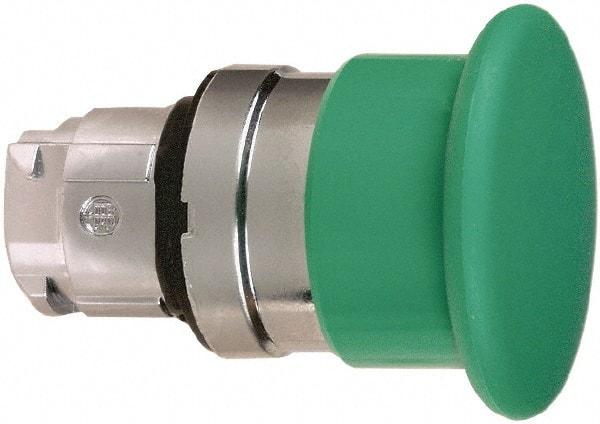 Schneider Electric - 22mm Mount Hole, Extended Mushroom Head, Pushbutton Switch Only - Round, Green Pushbutton, Nonilluminated, Momentary (MO) - Industrial Tool & Supply