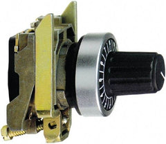 Schneider Electric - 22mm, White Markings, Selector Switch Head and Mounting Base - For Use with 6.35 mm Shaft Potentiometer - Industrial Tool & Supply