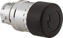 Schneider Electric - 22mm Mount Hole, Extended Mushroom Head, Pushbutton Switch Only - Round, Black Pushbutton, Nonilluminated, Maintained (MA) - Industrial Tool & Supply