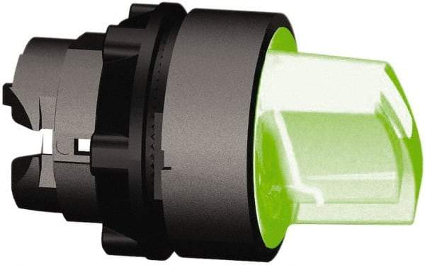 Schneider Electric - 22mm Mount Hole, 2 Position, Handle Operated, Selector Switch Only - Green, Momentary (MO), Illuminated, Shock, Vibration and Water Resistant - Industrial Tool & Supply