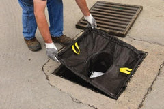 Eagle - 16" Long x 20" Wide, Nonwoven Geo-Textile Barrier Absorbent - 16 x 20" to 28 x 36" Drain, Black, Use to Seal off Spills From the Environment, Oil/Sediment - Industrial Tool & Supply
