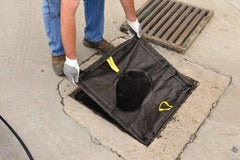 Eagle - 26" Long x 26" Wide, Nonwoven Geo-Textile Barrier Absorbent - 27" to 29" Drain, Black, Use to Seal off Spills From the Environment, Sediment Only - Industrial Tool & Supply