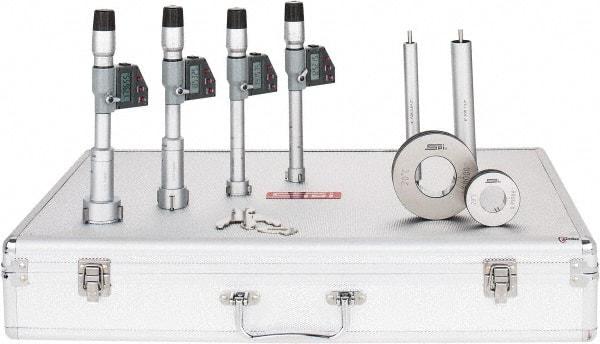 SPI - 0.8" to 2", IP65, Carbide Face Chrome Plated Finish, Electronic Inside Micrometer - 0.00005" Resolution, 0.00016" Accuracy, 90 & 97" Gage Depth - Industrial Tool & Supply