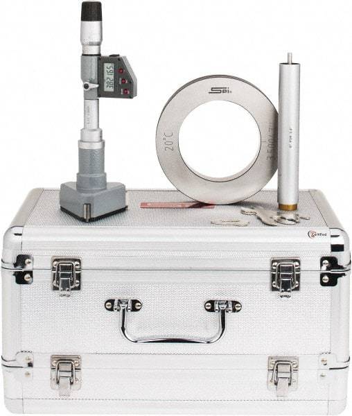 SPI - 3" to 3-1/2", IP65, Carbide Face Chrome Plated Finish, Electronic Inside Micrometer - 0.00005" Resolution, 0.0002" Accuracy, 114" Gage Depth - Industrial Tool & Supply