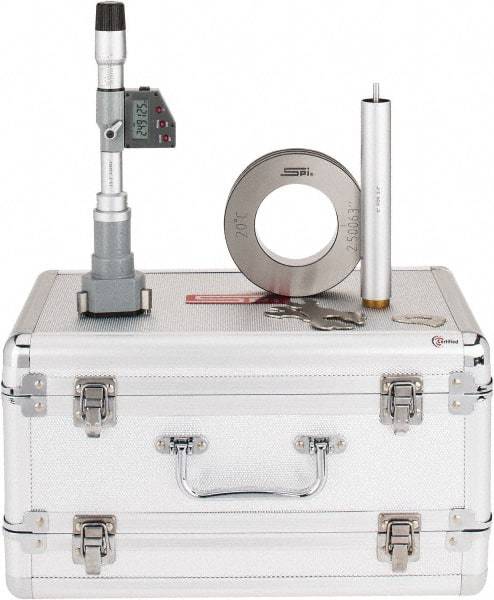 SPI - 2-1/2" to 3", IP65, Carbide Face Chrome Plated Finish, Electronic Inside Micrometer - 0.00005" Resolution, 0.0002" Accuracy, 114" Gage Depth - Industrial Tool & Supply
