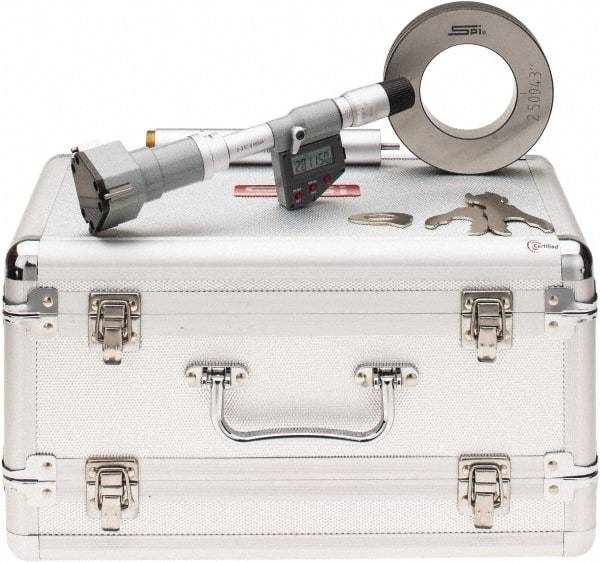 SPI - 2" to 2-1/2", IP65, Carbide Face Chrome Plated Finish, Electronic Inside Micrometer - 0.00005" Resolution, 0.0002" Accuracy, 114" Gage Depth - Industrial Tool & Supply