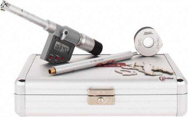 SPI - 0.5" to 0.65", IP65, Carbide Face Chrome Plated Finish, Electronic Inside Micrometer - 0.00005" Resolution, 0.00016" Accuracy, 80" Gage Depth - Industrial Tool & Supply