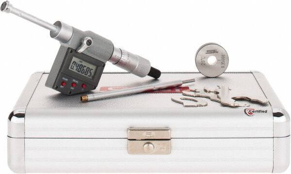 SPI - 0.35" to 0.425", IP65, Carbide Face Chrome Plated Finish, Electronic Inside Micrometer - 0.00005" Resolution, 0.00016" Accuracy, 53.5" Gage Depth - Industrial Tool & Supply