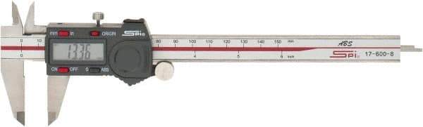 SPI - 0 to 150mm Range, 0.01mm Resolution, Electronic Caliper - Stainless Steel with 40mm Stainless Steel Jaws, 0.001" Accuracy, Micro USB Output - Industrial Tool & Supply
