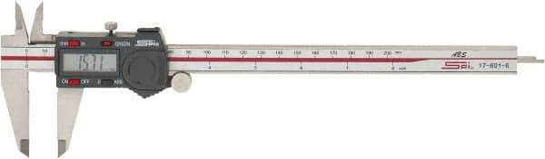 SPI - 0 to 200mm Range, 0.01mm Resolution, Electronic Caliper - Stainless Steel with 50mm Stainless Steel Jaws, 0.0015" Accuracy, Micro USB Output - Industrial Tool & Supply