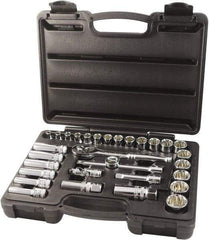 Paramount - 31 Piece 3/8" Drive Chrome Finish Socket Set - 12 Points, 6mm to 24mm Range, Metric Measurement Standard - Industrial Tool & Supply