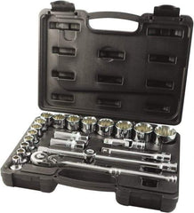 Paramount - 22 Piece 1/2" Drive Chrome Finish Socket Set - 12 Points, 5/16" to 1-1/4" Range, Inch Measurement Standard - Industrial Tool & Supply