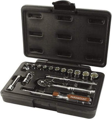 Paramount - 17 Piece 1/4" Drive Chrome Finish Socket Set - 12 Points, 4mm to 14mm Range, Metric Measurement Standard - Industrial Tool & Supply