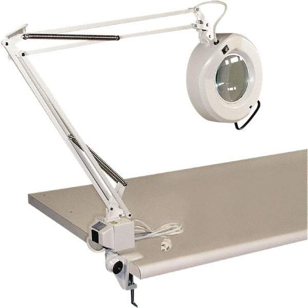 Proline - 45" Arm, Spring Suspension, Bracket Mount, Fluorescent, White, Magnifying Task Light - 22 Watts, 3 Diopter Magnification - Industrial Tool & Supply