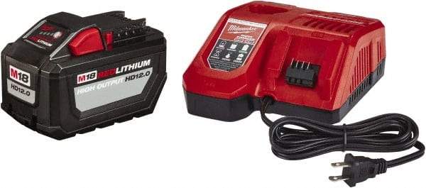 Milwaukee Tool - 18 Volt Lithium-Ion Power Tool Battery - 12 Ahr Capacity, 2 hr Charge Time, Series M18 RED - Industrial Tool & Supply