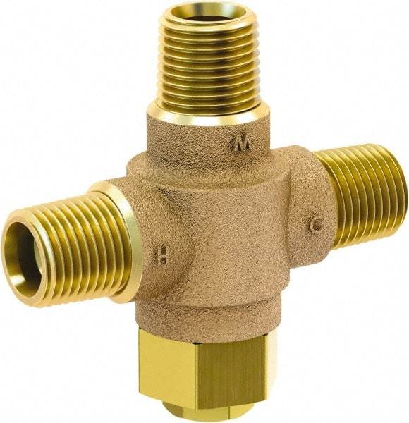 Acorn Engineering - 1/2" Pipe, 125 Max psi, Lead Free Brass Water Mixing Valve & Unit - 4.5 GPM at 45 psi Flow Rate, NPT End Connections - Industrial Tool & Supply