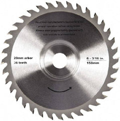 QEP - 6-3/16" Diam, 20mm Arbor Hole Diam, 36 Tooth Wet & Dry Cut Saw Blade - Tungsten Carbide-Tipped, Crosscut Action, Standard Round Arbor - Industrial Tool & Supply