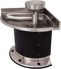 Acorn Engineering - Corner, Foot-Controlled, Wall Outlet Drain, 37" Diam, 3 Person Capacity, Stainless Steel & Vinylclad Galvanized Steel, Wash Fountain - 0.5 GPM - Industrial Tool & Supply