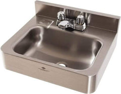 Acorn Engineering - 9-1/2" Long x 14-1/2" Wide Inside, 1 Compartment, Grade 304 Stainless Steel Lavatory Sink-Wall Hung - 16 Gauge, 15" Long x 18" Wide x 7" High Outside, 6" Deep - Industrial Tool & Supply