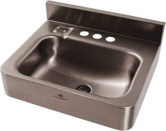 Acorn Engineering - 9-1/2" Long x 14-1/2" Wide Inside, 1 Compartment, Grade 304 Stainless Steel Lavatory Sink-Wall Hung - 16 Gauge, 15" Long x 18" Wide x 7" High Outside, 6" Deep - Industrial Tool & Supply