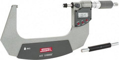 SPI - 4 to 5" Range, 0.00005" Resolution, Double Ratchet IP65 Electronic Outside Micrometer - 0.0002" Accuracy, Ratchet-Friction Thimble, Carbide Face, CR2032 Battery, Includes NIST Traceable Certification of Inspection - Industrial Tool & Supply