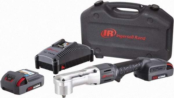 Ingersoll-Rand - 3/8" Drive 20 Volt Angled Cordless Impact Wrench & Ratchet - 1,900 RPM, 3,000 BPM, 180 Ft/Lb Torque, 2 Lithium-Ion Batteries Included - Industrial Tool & Supply