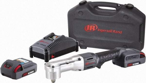 Ingersoll-Rand - 1/2" Drive 20 Volt Angled Cordless Impact Wrench & Ratchet - 1,900 RPM, 3,000 BPM, 180 Ft/Lb Torque, 2 Lithium-Ion Batteries Included - Industrial Tool & Supply