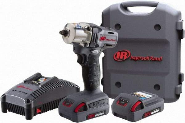 Ingersoll-Rand - 1/2" Drive 20 Volt Pistol Grip Cordless Impact Wrench & Ratchet - 1,700 RPM, 2,900 BPM, 160 Ft/Lb Torque, 2 Lithium-Ion Batteries Included - Industrial Tool & Supply