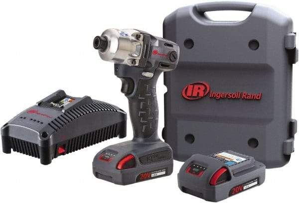 Ingersoll-Rand - 1/4" Drive 20 Volt Pistol Grip Cordless Impact Wrench & Ratchet - 1,900 RPM, 2,800 BPM, 160 Ft/Lb Torque, 2 Lithium-Ion Batteries Included - Industrial Tool & Supply