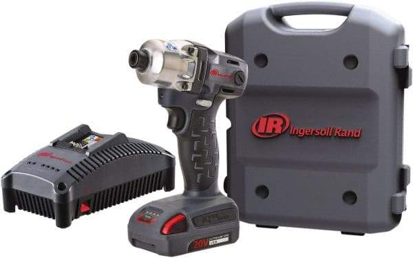 Ingersoll-Rand - 1/4" Drive 20 Volt Pistol Grip Cordless Impact Wrench & Ratchet - 1,900 RPM, 2,800 BPM, 160 Ft/Lb Torque, 1 Lithium-Ion Battery Included - Industrial Tool & Supply