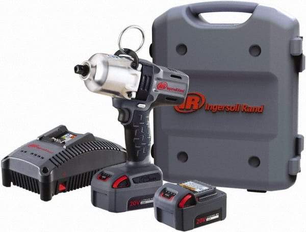 Ingersoll-Rand - 1/2" Drive 20 Volt Pistol Grip Cordless Impact Wrench & Ratchet - 1,900 RPM, 2,300 BPM, 780 Ft/Lb Torque, 2 Lithium-Ion Batteries Included - Industrial Tool & Supply