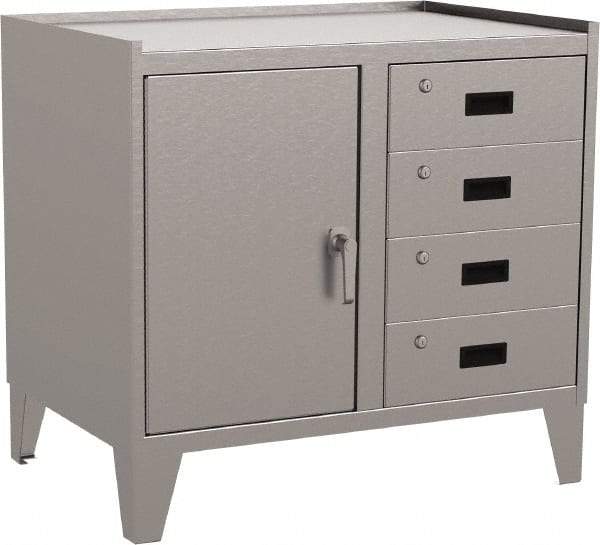 Jamco - 2 Shelf Locking Storage Cabinet - Stainless Steel, 36" Wide x 24" Deep x 34" High - Industrial Tool & Supply