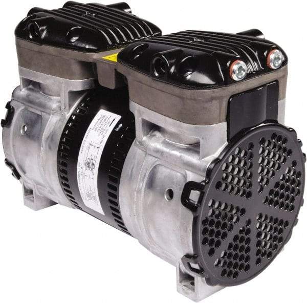 Gast - 1/2 hp, 4.8 CFM, 125 Max psi Piston Vacuum & Compressor Pump - 29.5 Hg/In, 115 to 240/60 & 110 to 240/50 Volt, 9.53" Long x 5" Wide x 7.08" High - Industrial Tool & Supply